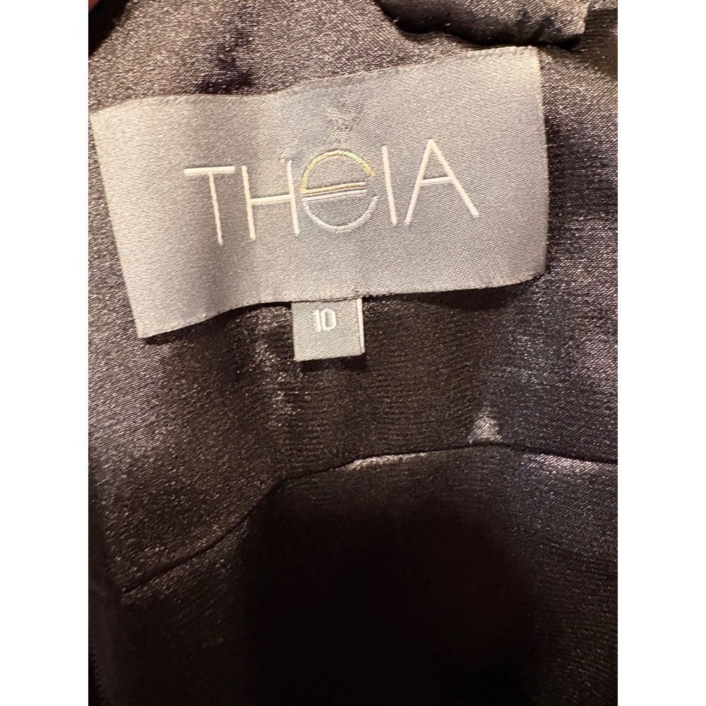 Theia Black Sequins Party Dress Size 10 Sheath Classic Glam Cocktail Evening - Picture 8 of 9